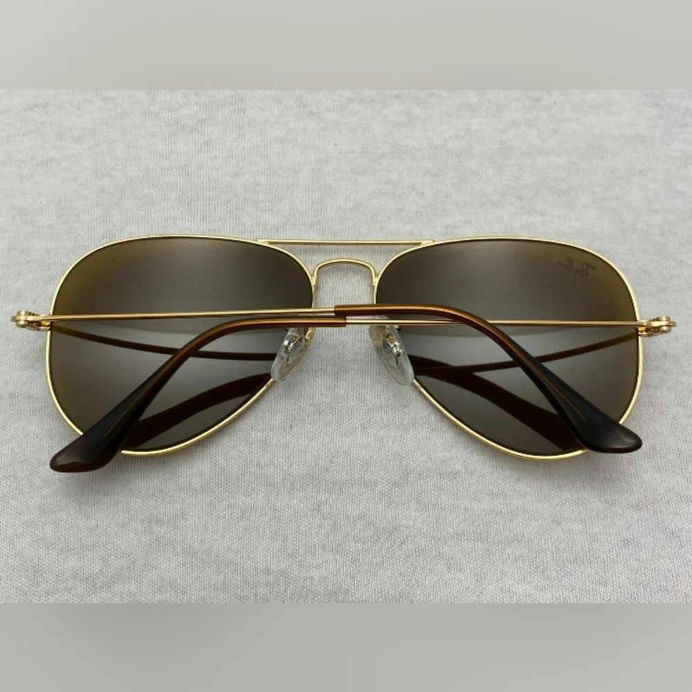 Ray-Ban Gold and Brown Aviator Sunglasses - Picture 4 of 7